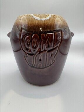 Vintage McCoy Pottery Cookie Jar w/o Lid in Brown Drip Glaze